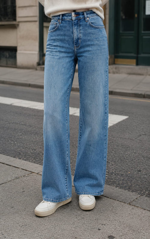Madison Medium Blue Wide Leg Jeans