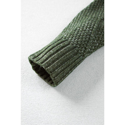 Mist Green Cable Knit Drop Shoulder Loose Fit Sweater Dress Casual Womenswear