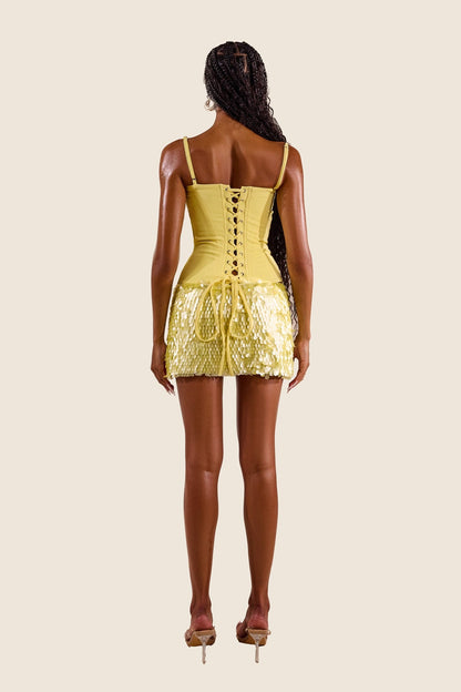 The Shimmi Mini Skirt in Lemon
