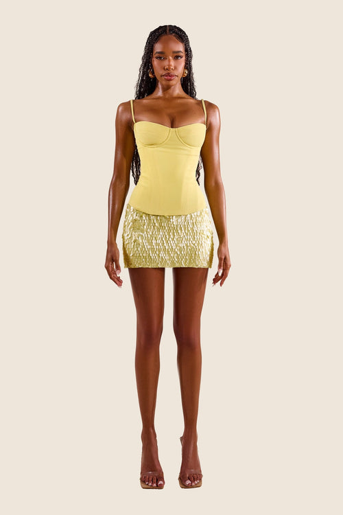 The Shimmi Mini Skirt in Lemon