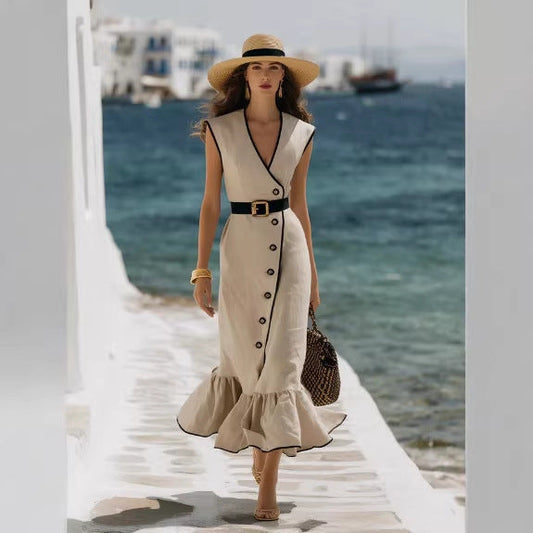 V-Neck Sleeveless High-Waist Maxi Dress – 5 Colors, S–2XL