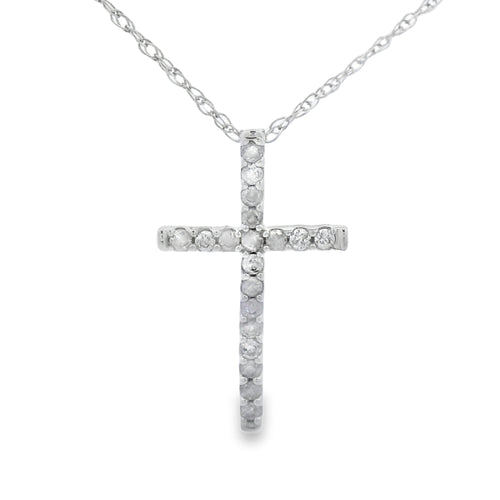 .10ct Diamond Cross Religious Pendant 14KT White Gold