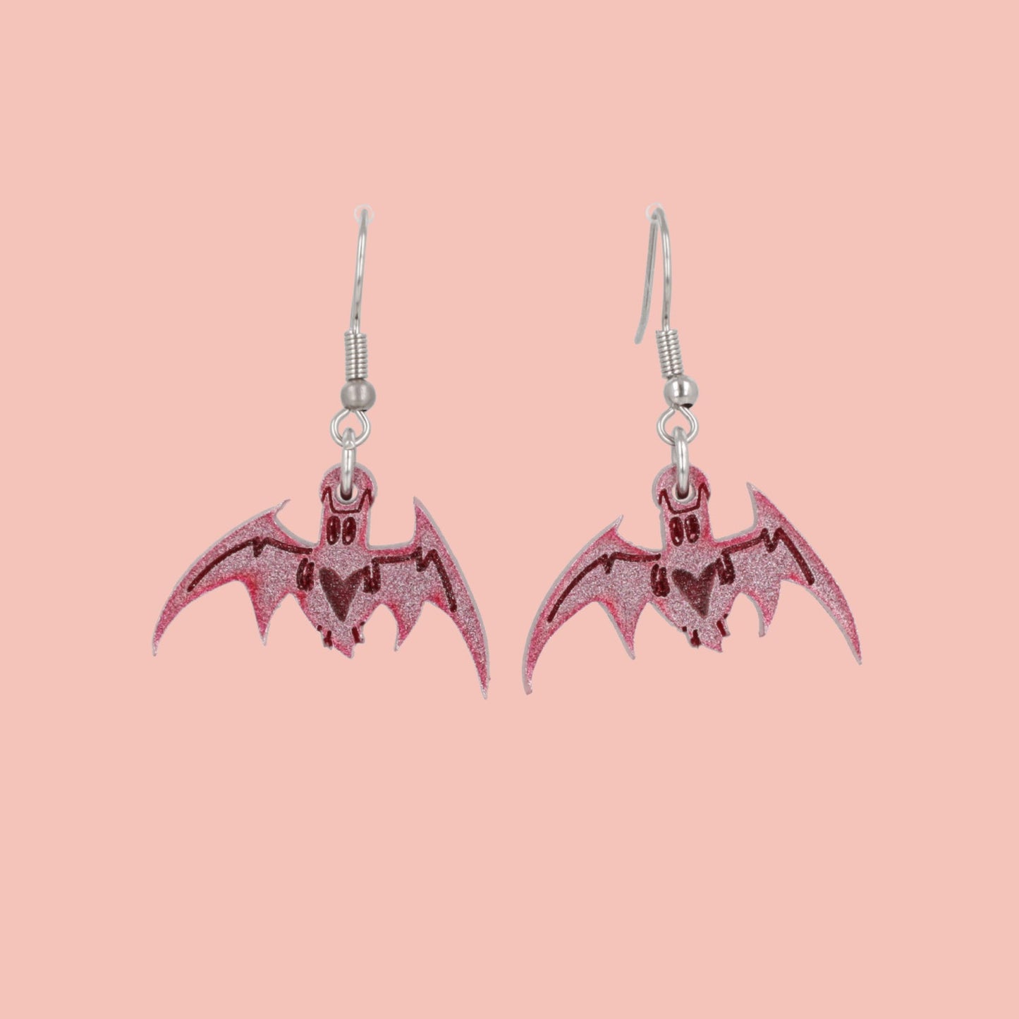 Love Bites! Bat Earrings - Pink