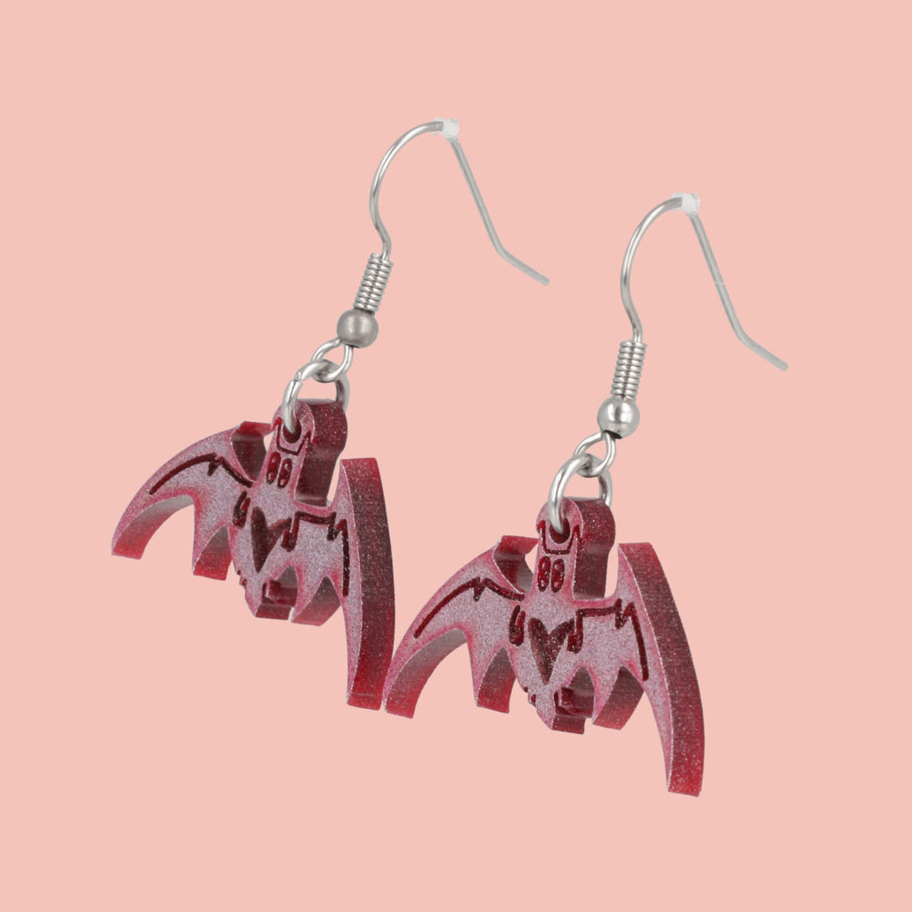 Love Bites! Bat Earrings - Pink