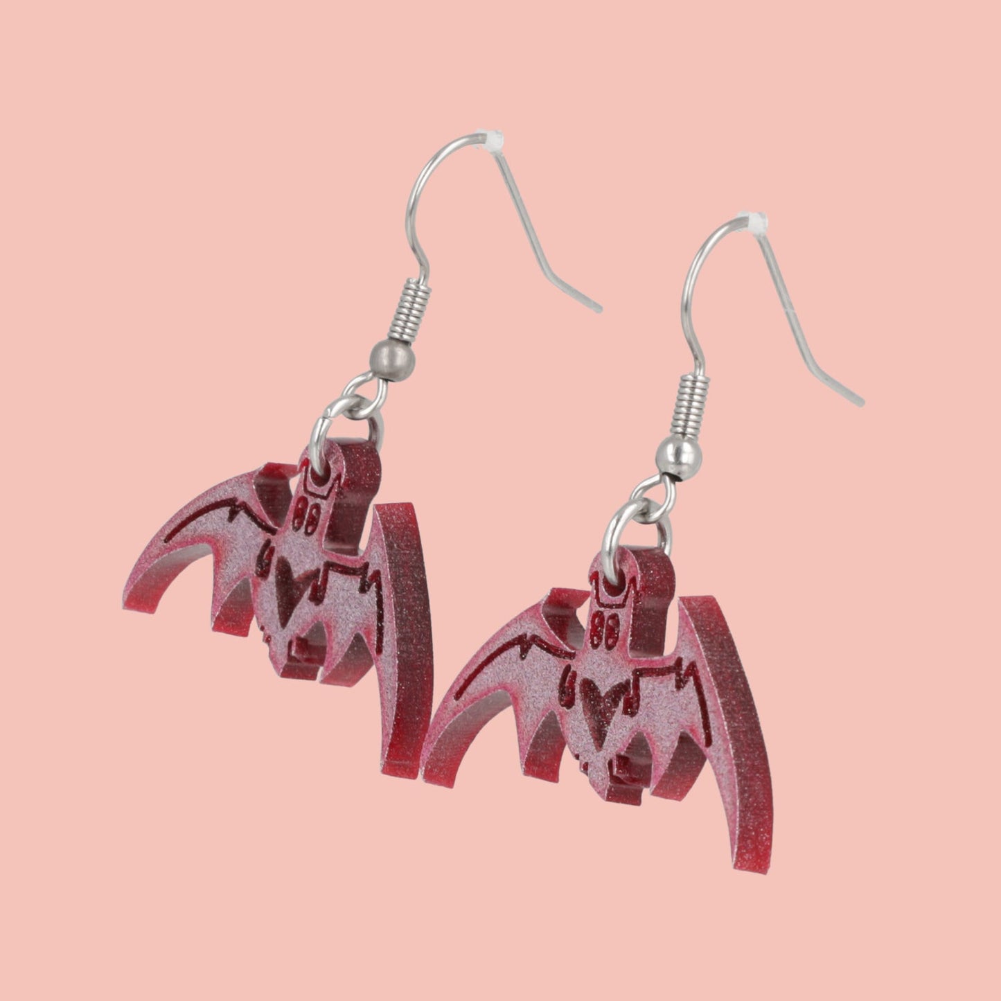 Love Bites! Bat Earrings - Pink
