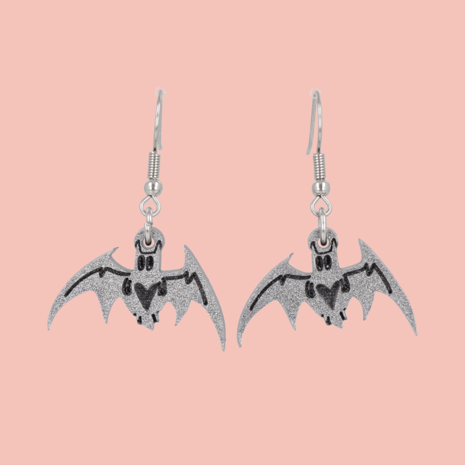 Love Bites! Bat Earrings - Silver