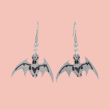 Love Bites! Bat Earrings - Silver