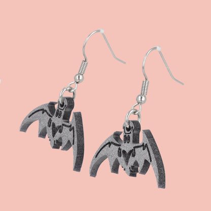 Love Bites! Bat Earrings - Silver