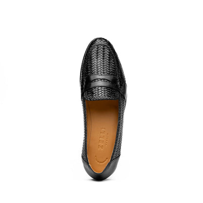 15-585-BLK NICOLA Italian Calfskin Basketweave, Black