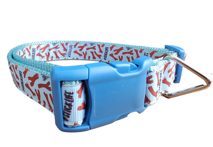 # Stick Life Light Blue Nylon Dog Collar MD, LG, XL, Leash, Martingale