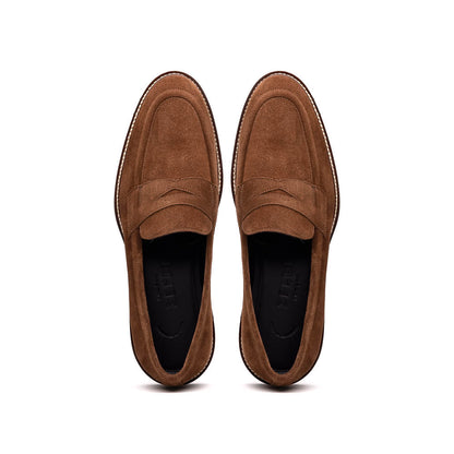 16-657-TOB ROMA Italian Suede Penny Loafers Tobacco