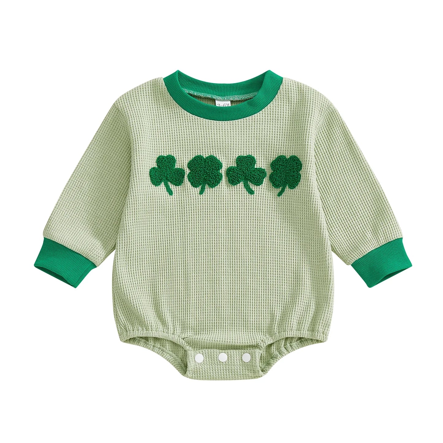 CLOVER Waffle Knit Long-Sleeve Romper