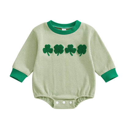 CLOVER Waffle Knit Long-Sleeve Romper