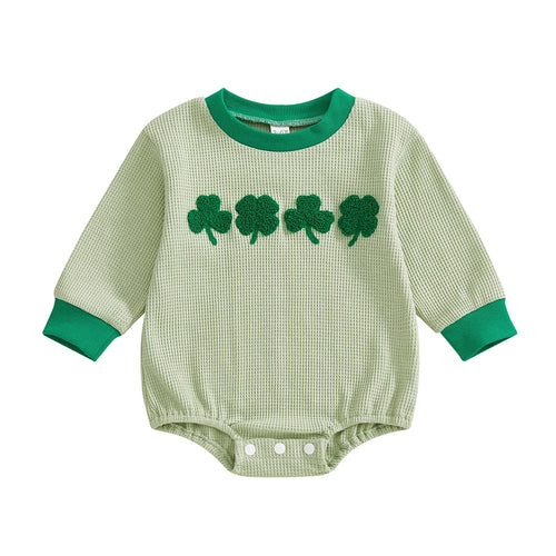 CLOVER Waffle Knit Long-Sleeve Romper