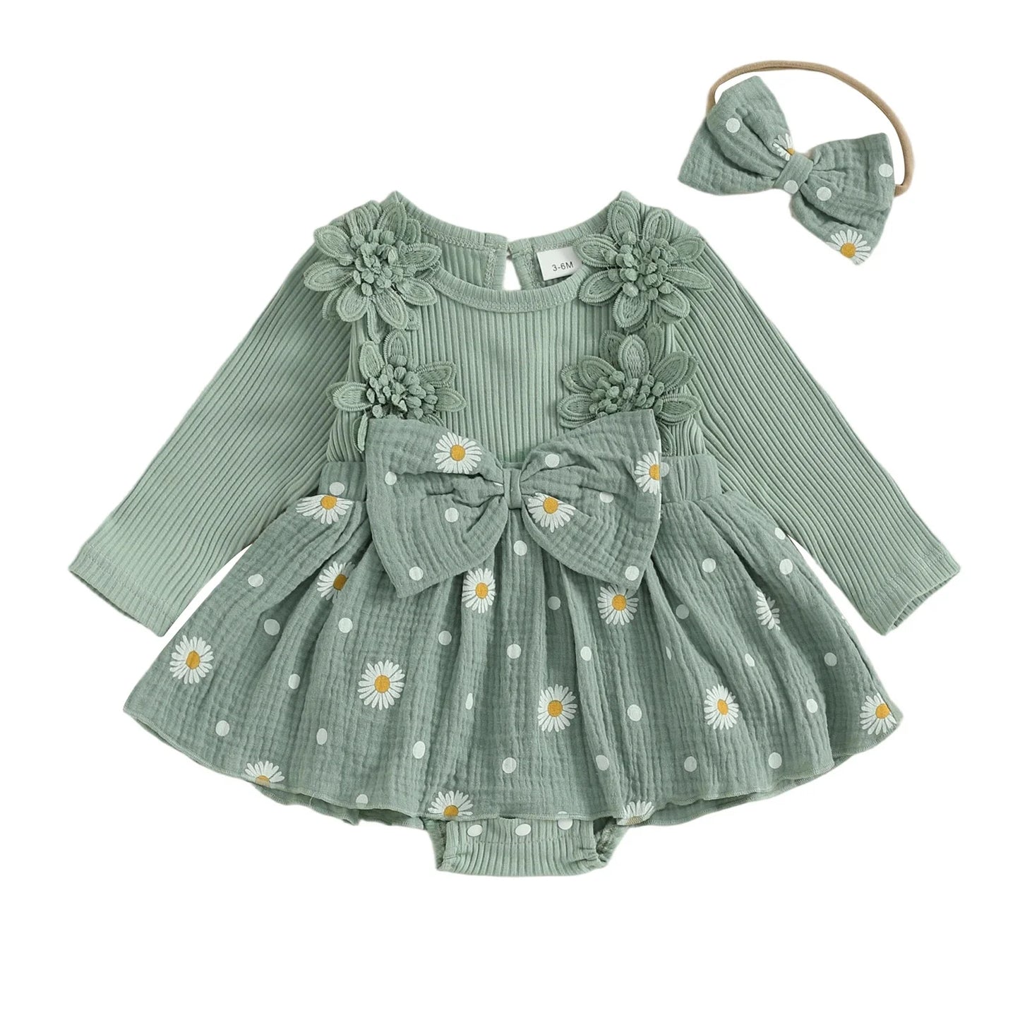 DAISY Crochet Floral Romper Dress