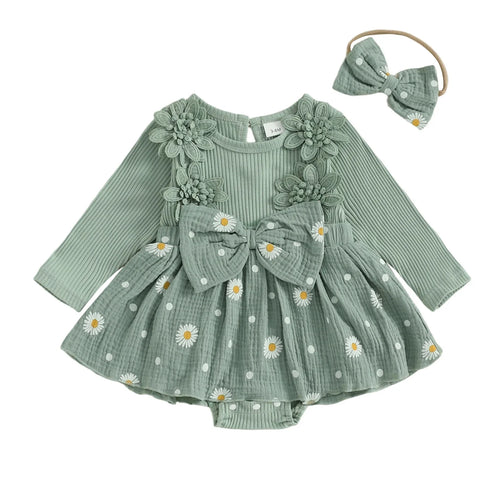 DAISY Crochet Floral Romper Dress