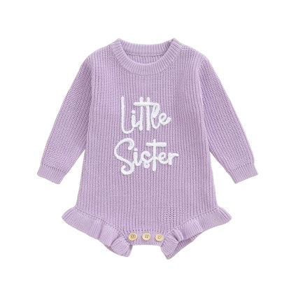 LITTLE SISTER Knitted Ruffle Romper
