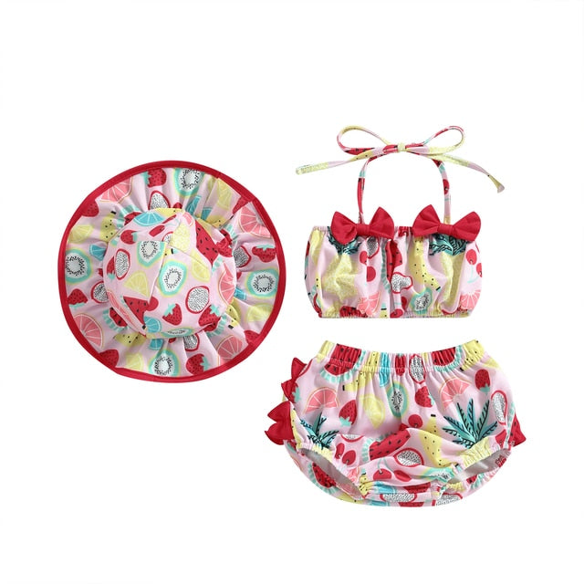 SUMMER VIBES Bowtie Bikini with Sun Hat