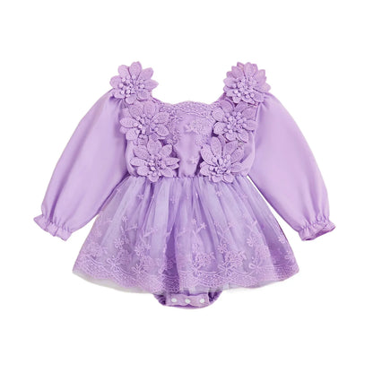 STELLA Floral Lace Romper Dress