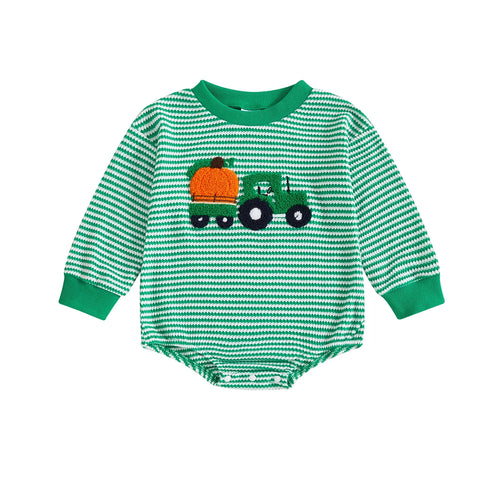 TRACTOR WITH PUMPKIN Long-Sleeve Onesie